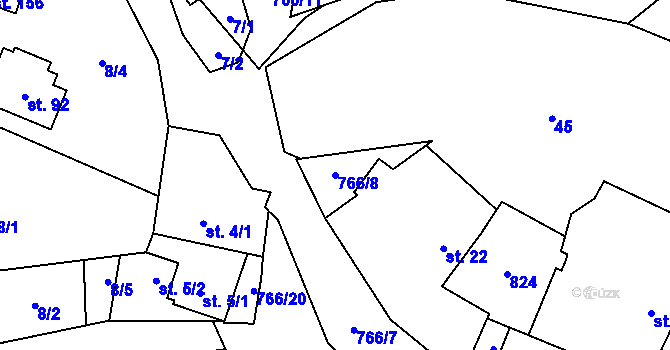 Parcela st. 766/8 v KÚ Kamenice u Herálce, Katastrální mapa