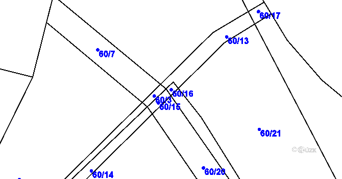 Parcela st. 60/16 v KÚ Kamenice u Herálce, Katastrální mapa