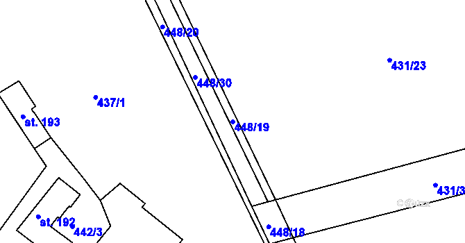 Parcela st. 448/19 v KÚ Kamenice u Herálce, Katastrální mapa