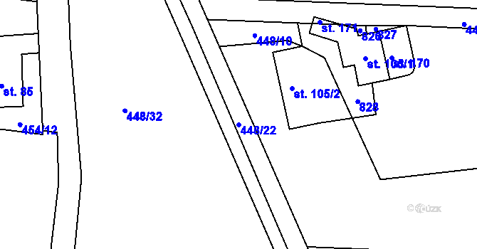 Parcela st. 448/22 v KÚ Kamenice u Herálce, Katastrální mapa
