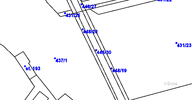 Parcela st. 448/30 v KÚ Kamenice u Herálce, Katastrální mapa