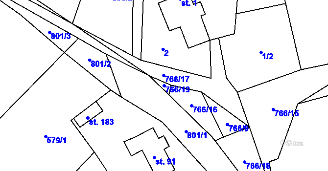 Parcela st. 766/19 v KÚ Kamenice u Herálce, Katastrální mapa