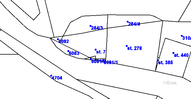 Parcela st. 7 v KÚ Kamenice u Jihlavy, Katastrální mapa
