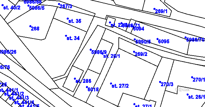 Parcela st. 28/1 v KÚ Kamenice u Jihlavy, Katastrální mapa