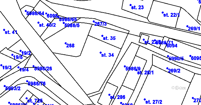 Parcela st. 34 v KÚ Kamenice u Jihlavy, Katastrální mapa
