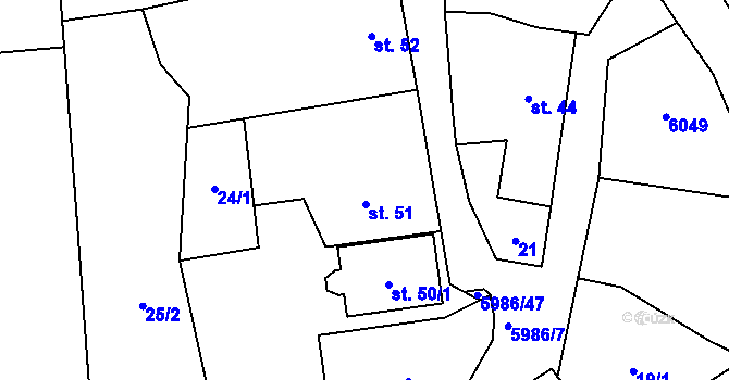 Parcela st. 51 v KÚ Kamenice u Jihlavy, Katastrální mapa