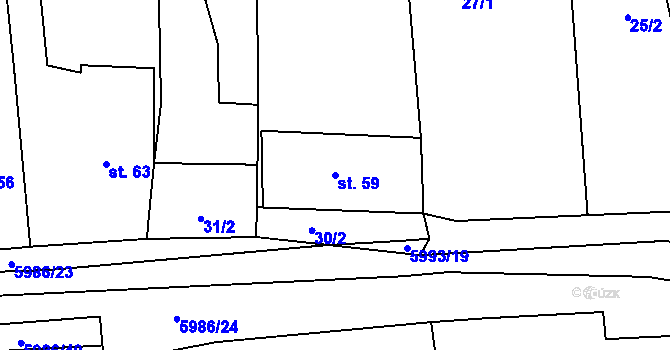 Parcela st. 59 v KÚ Kamenice u Jihlavy, Katastrální mapa