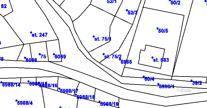 Parcela st. 75/2 v KÚ Kamenice u Jihlavy, Katastrální mapa