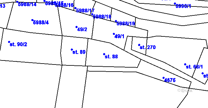 Parcela st. 88 v KÚ Kamenice u Jihlavy, Katastrální mapa