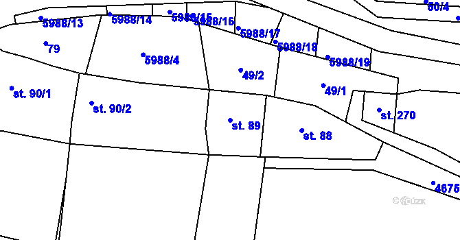 Parcela st. 89 v KÚ Kamenice u Jihlavy, Katastrální mapa