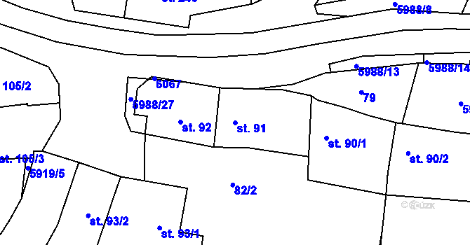 Parcela st. 91 v KÚ Kamenice u Jihlavy, Katastrální mapa