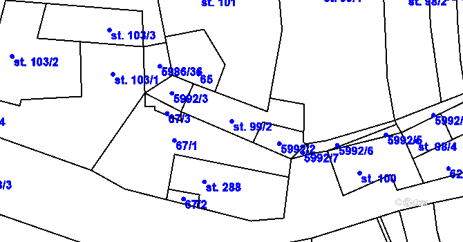 Parcela st. 99/2 v KÚ Kamenice u Jihlavy, Katastrální mapa