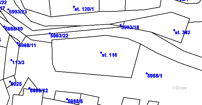 Parcela st. 116 v KÚ Kamenice u Jihlavy, Katastrální mapa