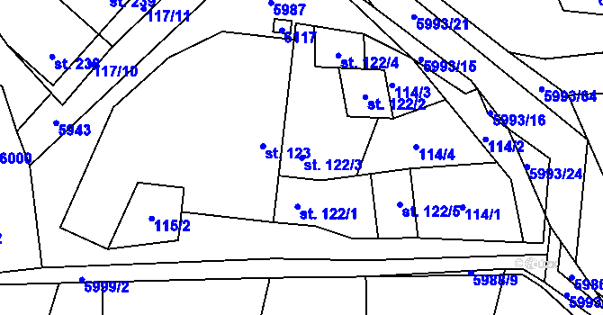 Parcela st. 122/3 v KÚ Kamenice u Jihlavy, Katastrální mapa