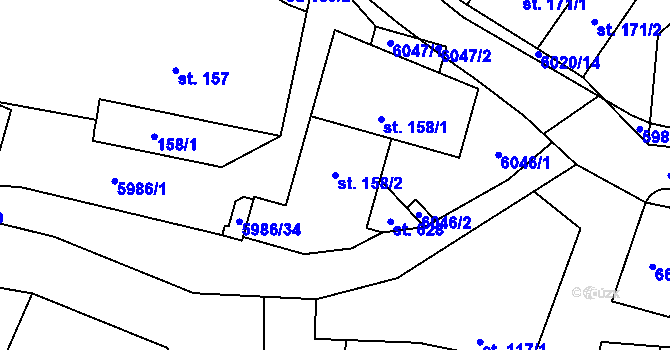 Parcela st. 158/2 v KÚ Kamenice u Jihlavy, Katastrální mapa