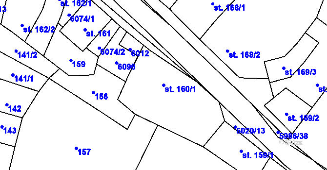 Parcela st. 160/1 v KÚ Kamenice u Jihlavy, Katastrální mapa