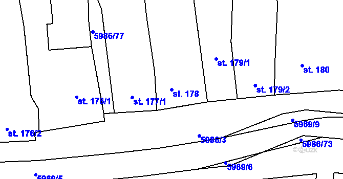 Parcela st. 178 v KÚ Kamenice u Jihlavy, Katastrální mapa