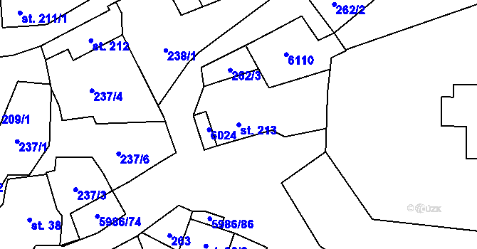 Parcela st. 213 v KÚ Kamenice u Jihlavy, Katastrální mapa