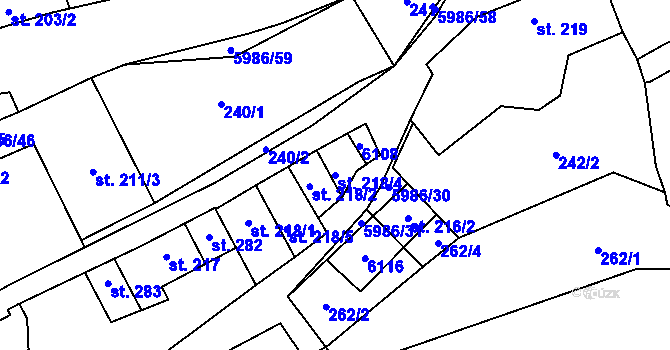 Parcela st. 218/4 v KÚ Kamenice u Jihlavy, Katastrální mapa