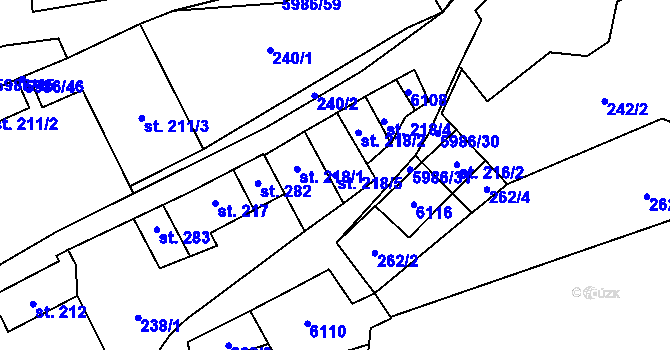 Parcela st. 218/5 v KÚ Kamenice u Jihlavy, Katastrální mapa