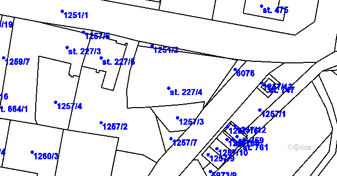 Parcela st. 227/4 v KÚ Kamenice u Jihlavy, Katastrální mapa
