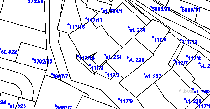 Parcela st. 234 v KÚ Kamenice u Jihlavy, Katastrální mapa