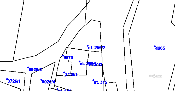 Parcela st. 256/2 v KÚ Kamenice u Jihlavy, Katastrální mapa