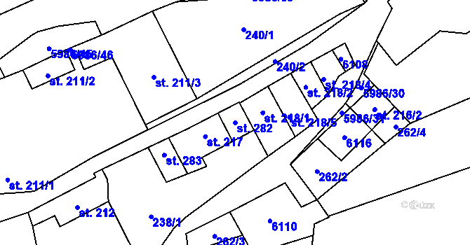 Parcela st. 282 v KÚ Kamenice u Jihlavy, Katastrální mapa