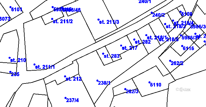 Parcela st. 283 v KÚ Kamenice u Jihlavy, Katastrální mapa