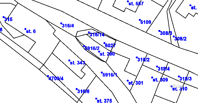 Parcela st. 290 v KÚ Kamenice u Jihlavy, Katastrální mapa