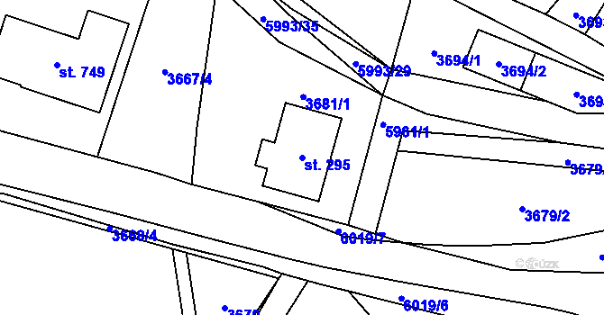 Parcela st. 295 v KÚ Kamenice u Jihlavy, Katastrální mapa