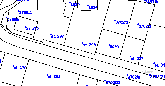 Parcela st. 298 v KÚ Kamenice u Jihlavy, Katastrální mapa