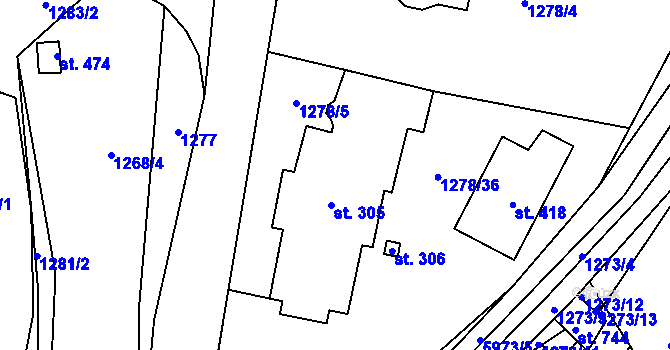 Parcela st. 305 v KÚ Kamenice u Jihlavy, Katastrální mapa