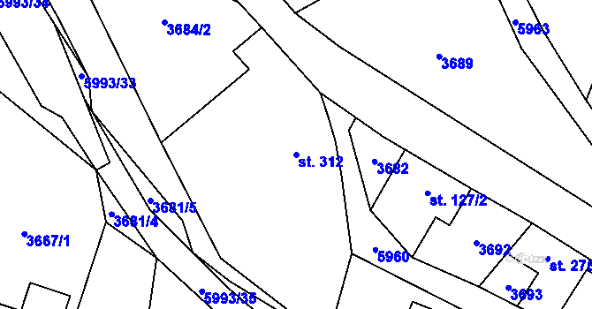 Parcela st. 312 v KÚ Kamenice u Jihlavy, Katastrální mapa