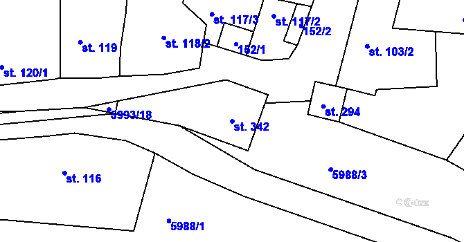 Parcela st. 342 v KÚ Kamenice u Jihlavy, Katastrální mapa