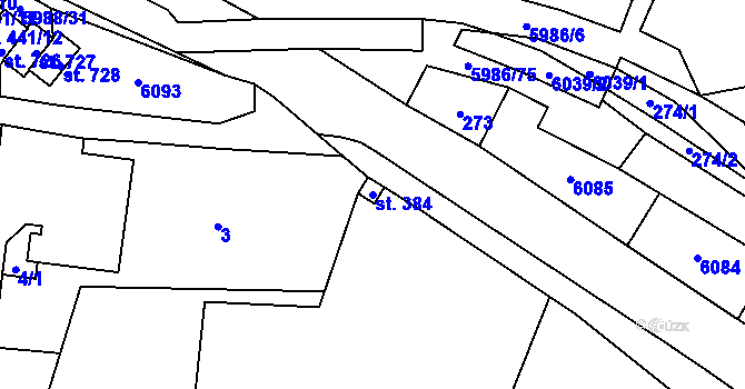 Parcela st. 384 v KÚ Kamenice u Jihlavy, Katastrální mapa