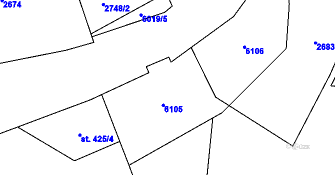 Parcela st. 425/2 v KÚ Kamenice u Jihlavy, Katastrální mapa