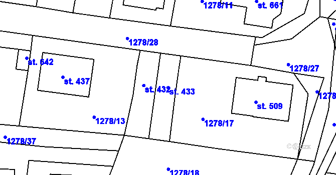 Parcela st. 433 v KÚ Kamenice u Jihlavy, Katastrální mapa