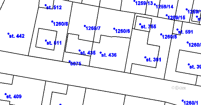 Parcela st. 436 v KÚ Kamenice u Jihlavy, Katastrální mapa