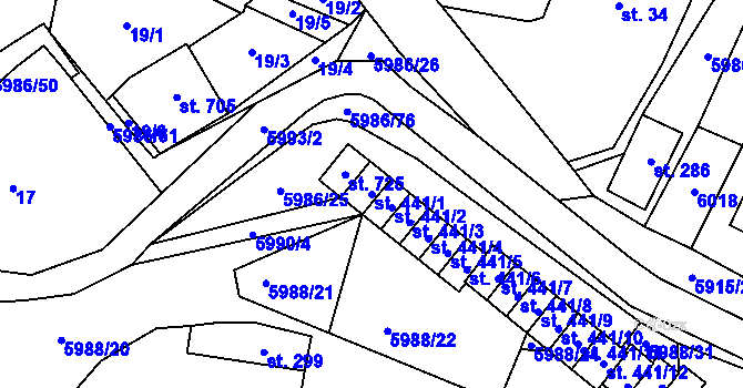 Parcela st. 441/1 v KÚ Kamenice u Jihlavy, Katastrální mapa