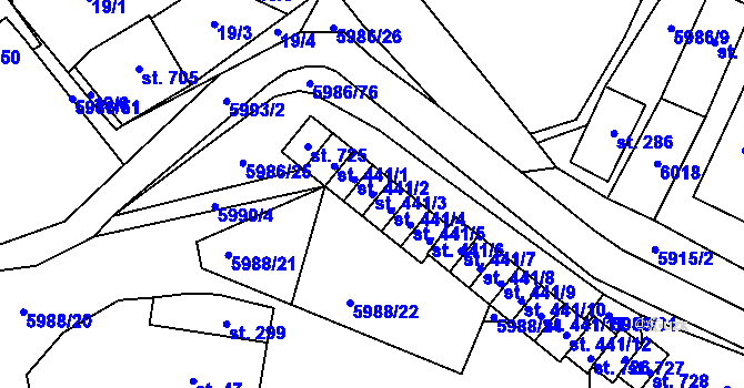 Parcela st. 441/3 v KÚ Kamenice u Jihlavy, Katastrální mapa