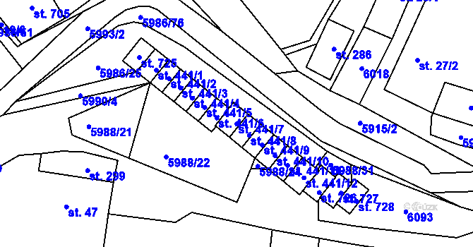 Parcela st. 441/7 v KÚ Kamenice u Jihlavy, Katastrální mapa