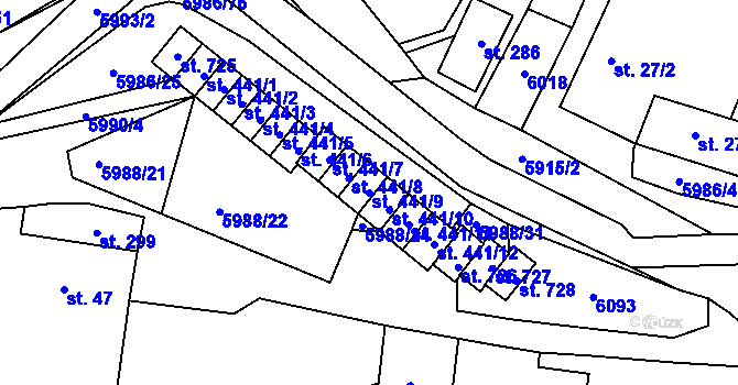Parcela st. 441/9 v KÚ Kamenice u Jihlavy, Katastrální mapa