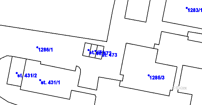 Parcela st. 473 v KÚ Kamenice u Jihlavy, Katastrální mapa