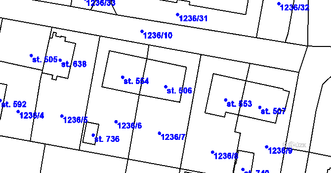 Parcela st. 506 v KÚ Kamenice u Jihlavy, Katastrální mapa