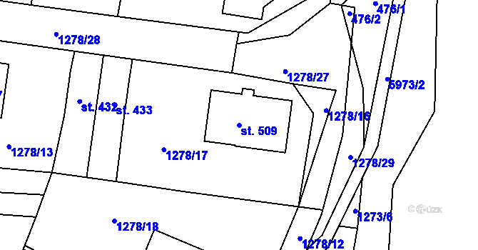 Parcela st. 509 v KÚ Kamenice u Jihlavy, Katastrální mapa