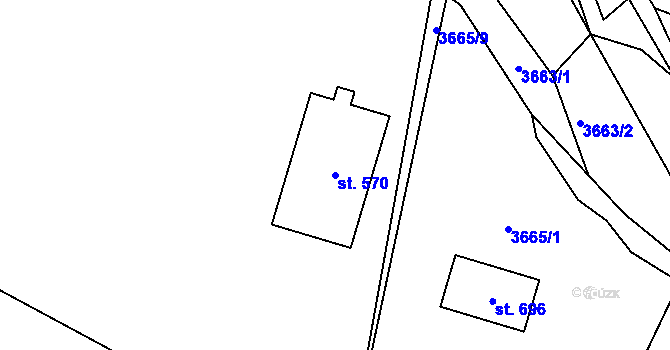 Parcela st. 570 v KÚ Kamenice u Jihlavy, Katastrální mapa