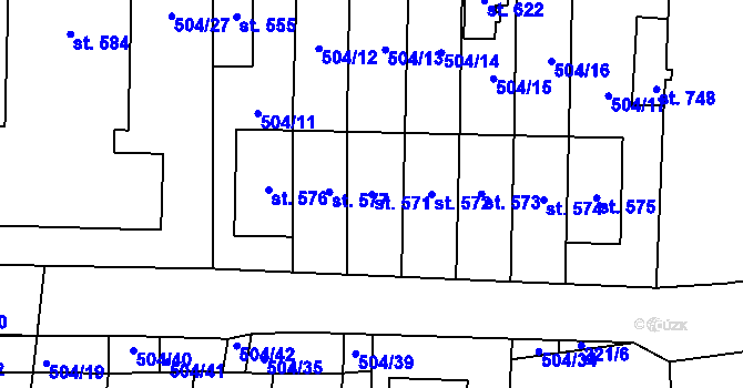 Parcela st. 571 v KÚ Kamenice u Jihlavy, Katastrální mapa