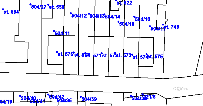 Parcela st. 572 v KÚ Kamenice u Jihlavy, Katastrální mapa