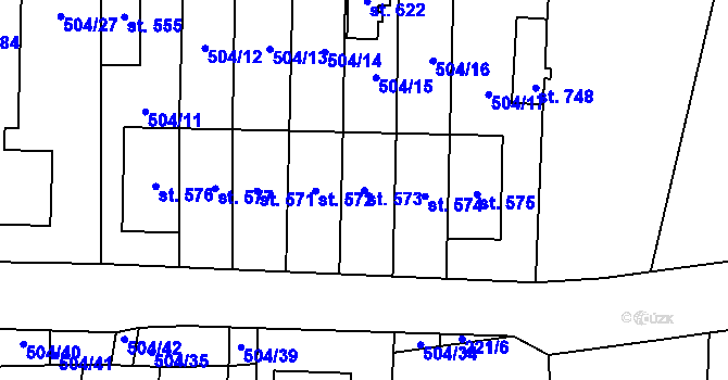 Parcela st. 573 v KÚ Kamenice u Jihlavy, Katastrální mapa
